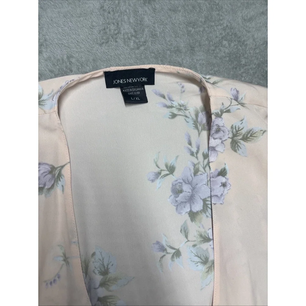 Jones New York Peach Floral Design Robe Size L/XL